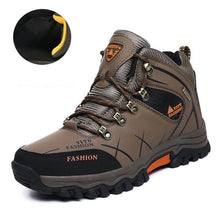 Lade das Bild in den Galerie-Viewer, Herren Wasserdichte Leder Turnschuhe Super Warm Outdoor High-Top Wanderschuhe Arbeitsschuhe Winter Schneeschuhe
