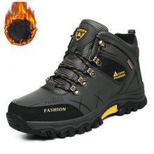Lade das Bild in den Galerie-Viewer, Herren Wasserdichte Leder Turnschuhe Super Warm Outdoor High-Top Wanderschuhe Arbeitsschuhe Winter Schneeschuhe
