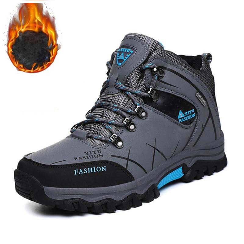 Herren Wasserdichte Leder Turnschuhe Super Warm Outdoor High-Top Wanderschuhe Arbeitsschuhe Winter Schneeschuhe