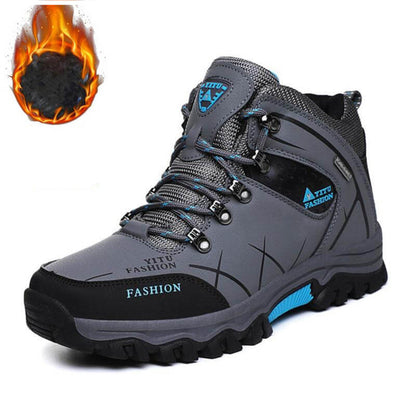 Herren Wasserdichte Leder Turnschuhe Super Warm Outdoor High-Top Wanderschuhe Arbeitsschuhe Winter Schneeschuhe