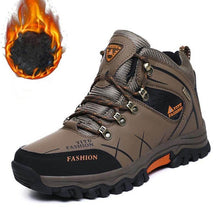 Lade das Bild in den Galerie-Viewer, Herren Wasserdichte Leder Turnschuhe Super Warm Outdoor High-Top Wanderschuhe Arbeitsschuhe Winter Schneeschuhe
