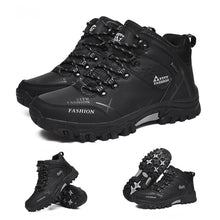 Lade das Bild in den Galerie-Viewer, Herren Wasserdichte Leder Turnschuhe Super Warm Outdoor High-Top Wanderschuhe Arbeitsschuhe Winter Schneeschuhe

