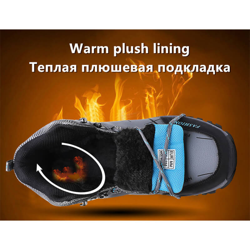 Herren Wasserdichte Leder Turnschuhe Super Warm Outdoor Wanderschuhe Arbeitsschuhe Winter Schneeschuhe