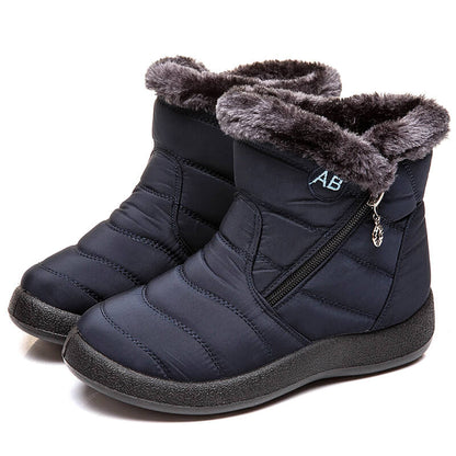 Women's winter snowshoes ankle short boots slip on waterproof outdoor women ankle boots fur -lined warm shoes