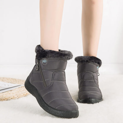 Women's winter snowshoes ankle short boots slip on waterproof outdoor women ankle boots fur -lined warm shoes