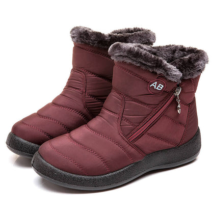Women's winter snowshoes ankle short boots slip on waterproof outdoor women ankle boots fur -lined warm shoes