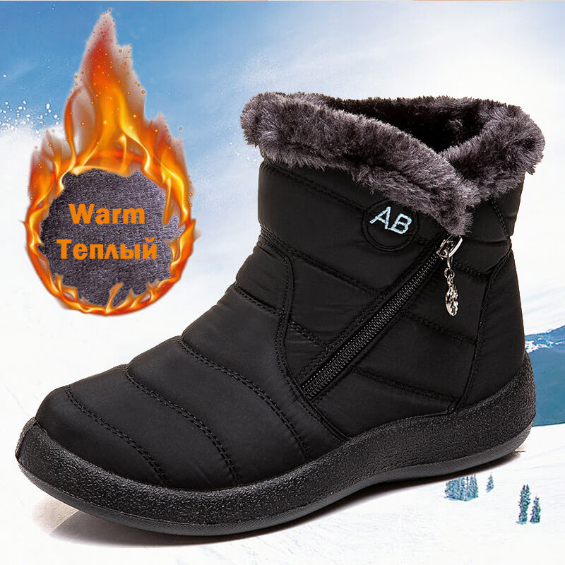Women's winter snowshoes ankle short boots slip on waterproof outdoor women ankle boots fur -lined warm shoes
