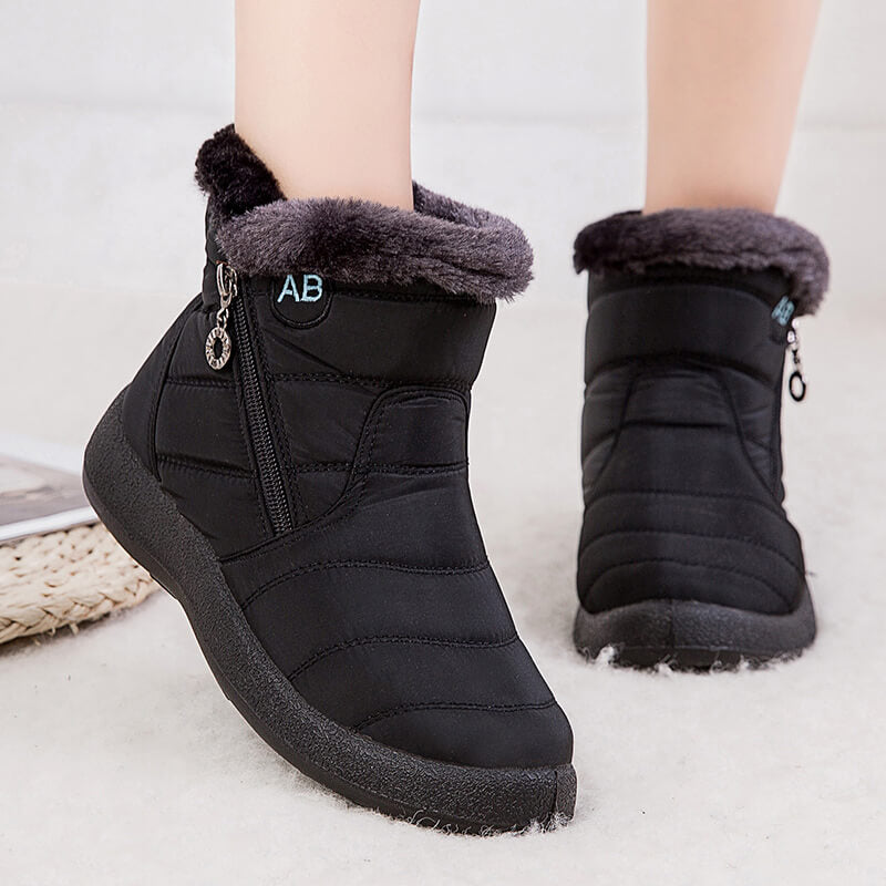 Women's winter snowshoes ankle short boots slip on waterproof outdoor women ankle boots fur -lined warm shoes