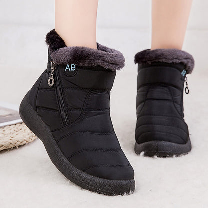 Women's winter snowshoes ankle short boots slip on waterproof outdoor women ankle boots fur -lined warm shoes
