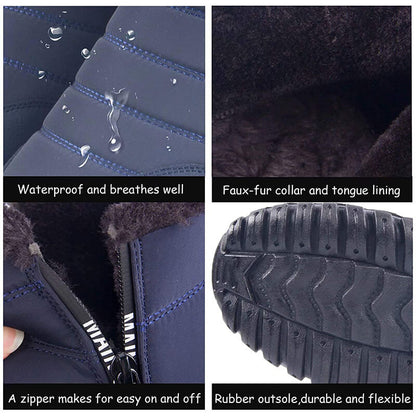 Winterschuhe Herren Kunstfell Warm Gefüttert Reißverschluss Winterstiefel Schneestiefel