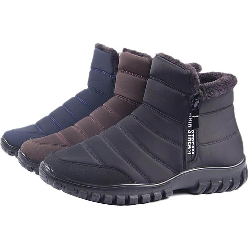 Winterschuhe Herren Kunstfell Warm Gefüttert Reißverschluss Winterstiefel Schneestiefel