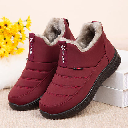 Women's snow boots winter shoes for women fur feed warm winter ankle boots outdoor zipper waterproof slip on comfortable shoes