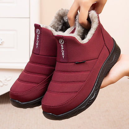 Women's snow boots winter shoes for women fur feed warm winter ankle boots outdoor zipper waterproof slip on comfortable shoes