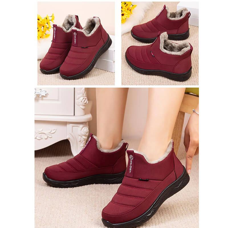 Women's snow boots winter shoes for women fur feed warm winter ankle boots outdoor zipper waterproof slip on comfortable shoes