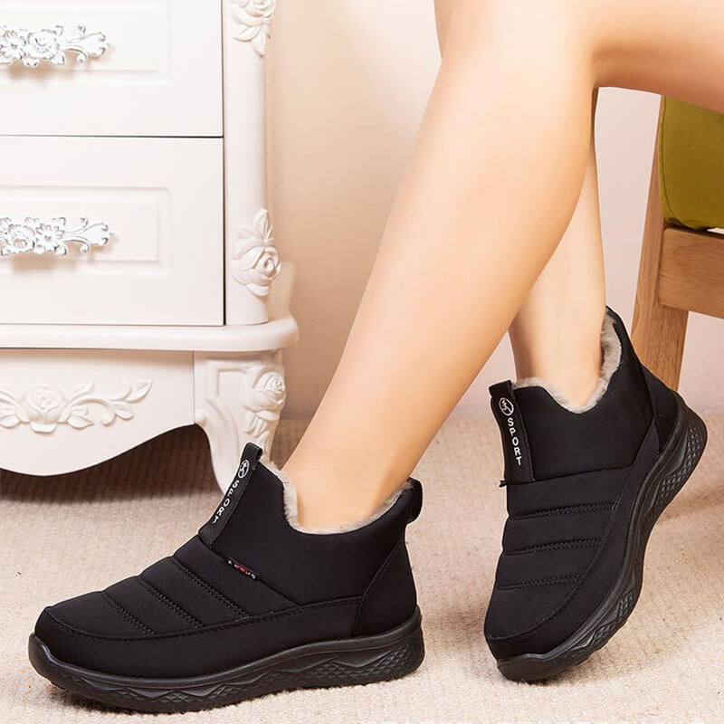 Women's snow boots winter shoes for women fur feed warm winter ankle boots outdoor zipper waterproof slip on comfortable shoes