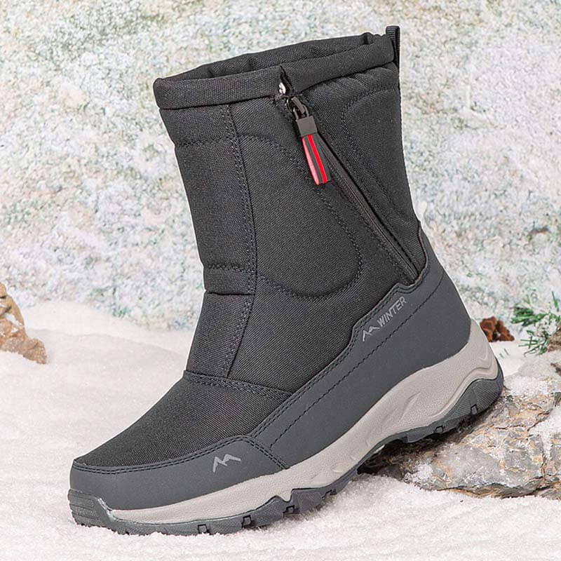 Botas de nieve para hombres con cremallera lateral, impermeable, no deslizante, resistente al desgaste, espesas y aterciopeladas tibias