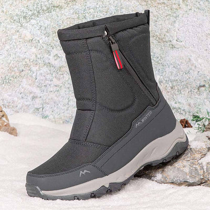 Botas de nieve para hombres con cremallera lateral, impermeable, no deslizante, resistente al desgaste, espesas y aterciopeladas tibias