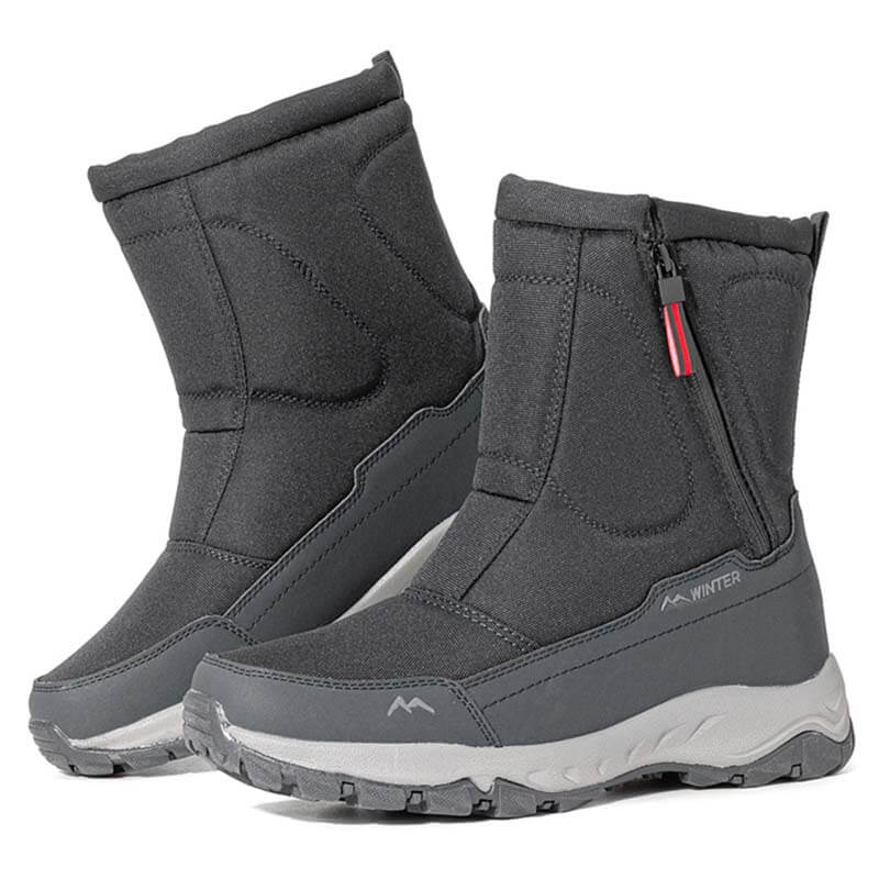 Botas de nieve para hombres con cremallera lateral, impermeable, no deslizante, resistente al desgaste, espesas y aterciopeladas tibias