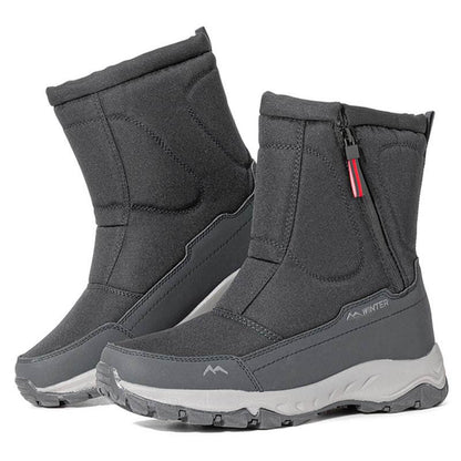 Botas de nieve para hombres con cremallera lateral, impermeable, no deslizante, resistente al desgaste, espesas y aterciopeladas tibias