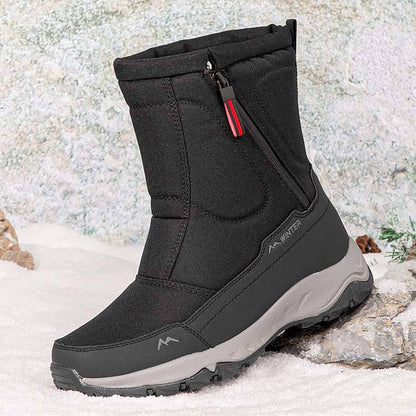 Botas de nieve para hombres con cremallera lateral, impermeable, no deslizante, resistente al desgaste, espesas y aterciopeladas tibias