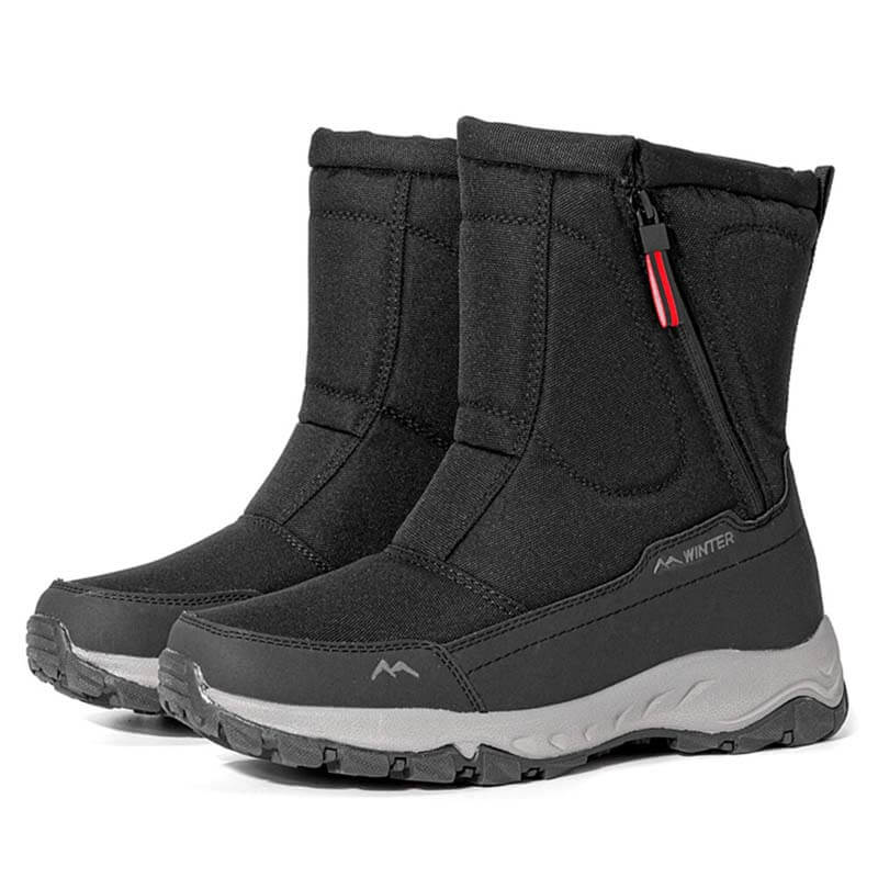 Botas de nieve para hombres con cremallera lateral, impermeable, no deslizante, resistente al desgaste, espesas y aterciopeladas tibias