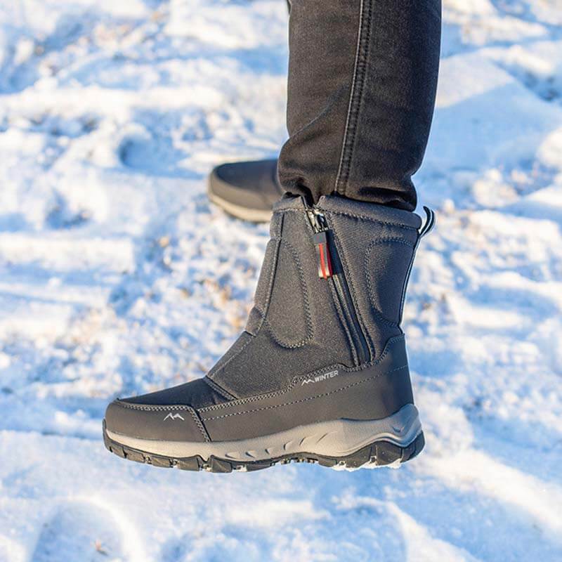 Damen-Schneestiefel mit seitlichem Reißverschluss, wasserdicht, rutschfest, abriebfest, dick und samtig warm