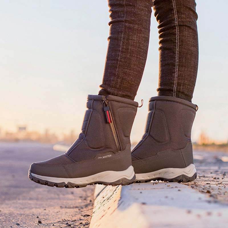 Damen-Schneestiefel mit seitlichem Reißverschluss, wasserdicht, rutschfest, abriebfest, dick und samtig warm