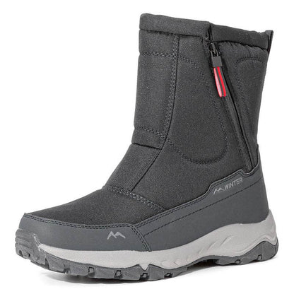 Damen-Schneestiefel mit seitlichem Reißverschluss, wasserdicht, rutschfest, abriebfest, dick und samtig warm