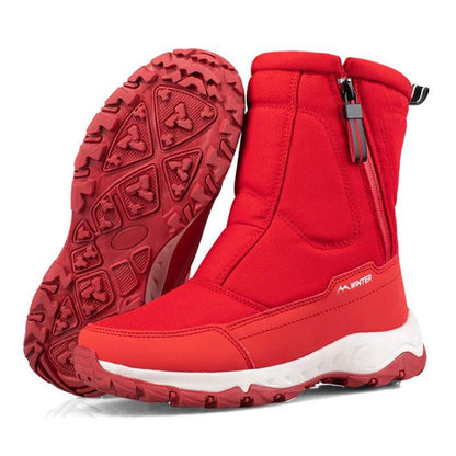 Damen-Schneestiefel mit seitlichem Reißverschluss, wasserdicht, rutschfest, abriebfest, dick und samtig warm