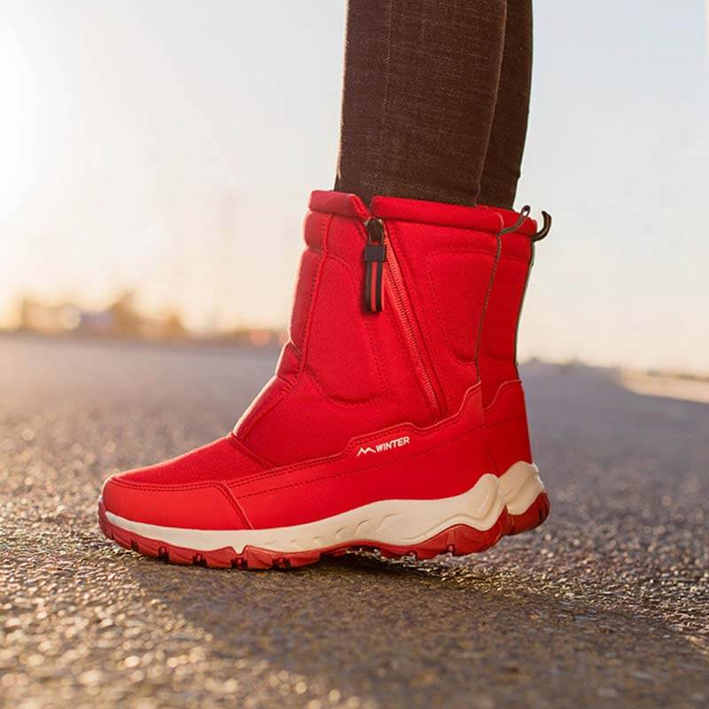 Damen-Schneestiefel mit seitlichem Reißverschluss, wasserdicht, rutschfest, abriebfest, dick und samtig warm