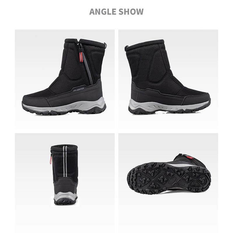 Damen-Schneestiefel mit seitlichem Reißverschluss, wasserdicht, rutschfest, abriebfest, dick und samtig warm