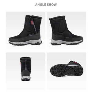 Damen-Schneestiefel mit seitlichem Reißverschluss, wasserdicht, rutschfest, abriebfest, dick und samtig warm