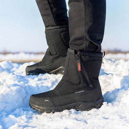 Damen-Schneestiefel mit seitlichem Reißverschluss, wasserdicht, rutschfest, abriebfest, dick und samtig warm
