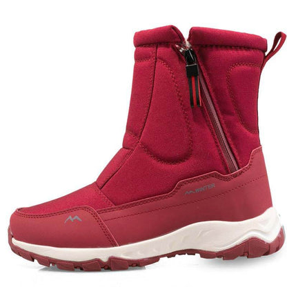 Damen-Schneestiefel mit seitlichem Reißverschluss, wasserdicht, rutschfest, abriebfest, dick und samtig warm