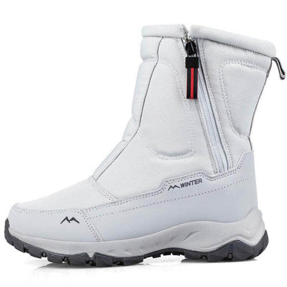 Damen-Schneestiefel mit seitlichem Reißverschluss, wasserdicht, rutschfest, abriebfest, dick und samtig warm