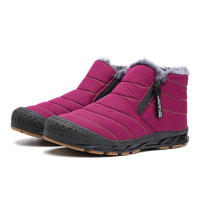 Warm gefütterte Schneestiefel, Reißverschluss, kurzer Schaft, flache, bequeme Outdoor-Stiefel, rutschfest und wasserdicht, Winter-Barfußschuhe (Unisex)