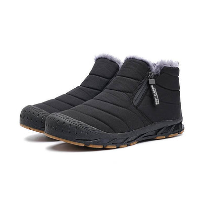 Warm gefütterte Schneestiefel, Reißverschluss, kurzer Schaft, flache, bequeme Outdoor-Stiefel, rutschfest und wasserdicht, Winter-Barfußschuhe (Unisex)