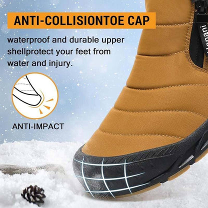 Winterschuhe Warm Gefüttert Schneestiefel Reißverschluss Kurzschaft Stiefel Flach Winter Outdoor Boots Bequem Rutschfeste Winterstiefel (Unisex)