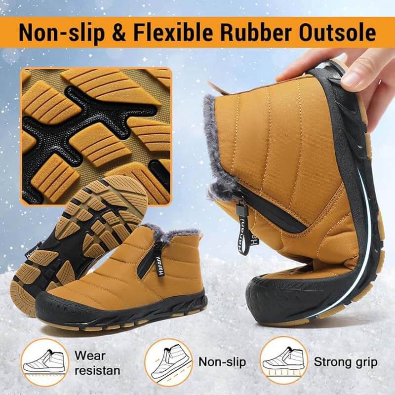 Winterschuhe Warm Gefüttert Schneestiefel Reißverschluss Kurzschaft Stiefel Flach Winter Outdoor Boots Bequem Rutschfeste Winterstiefel (Unisex)