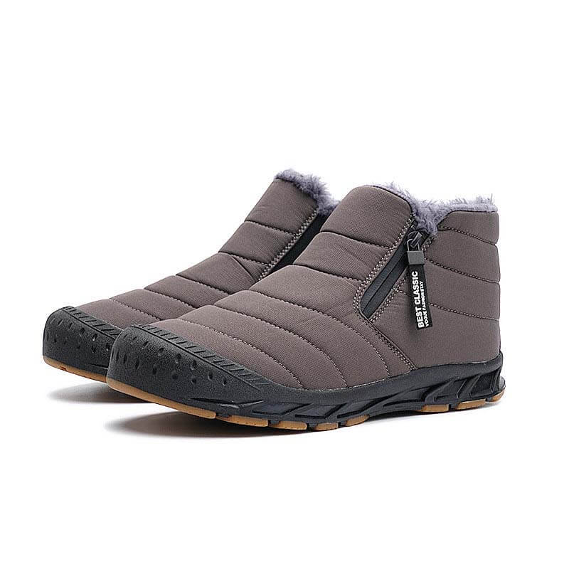 Winterschuhe Warm Gefüttert Schneestiefel Reißverschluss Kurzschaft Stiefel Flach Winter Outdoor Boots Bequem Rutschfeste Winterstiefel (Unisex)