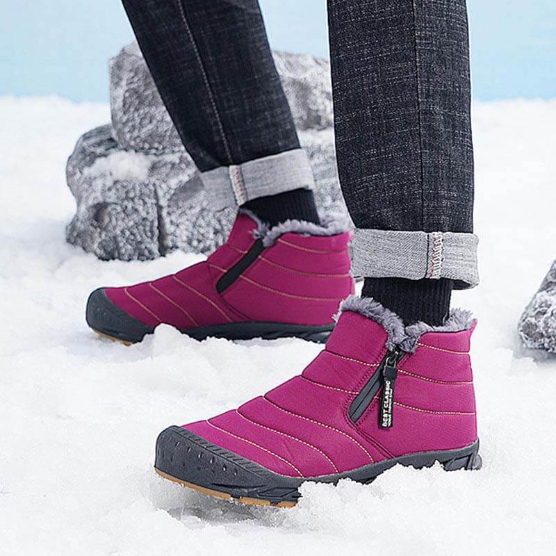Winterschuhe Warm Gefüttert Schneestiefel Reißverschluss Kurzschaft Stiefel Flach Winter Outdoor Boots Bequem Rutschfeste Winterstiefel (Unisex)