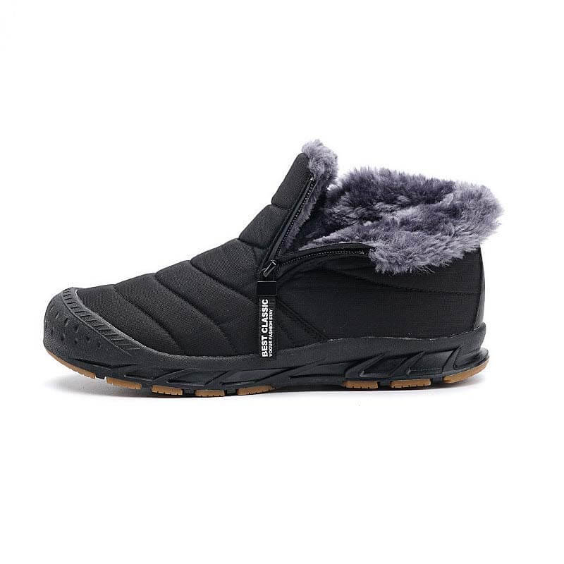Winterschuhe Warm Gefüttert Schneestiefel Reißverschluss Kurzschaft Stiefel Flach Winter Outdoor Boots Bequem Rutschfeste Winterstiefel (Unisex)