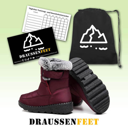 Damen Winter Schneestiefel mit warmem Futter, bequeme, rutschfeste Stiefeletten, wasserdichte Outdoor-Walking-Plattformschuhe