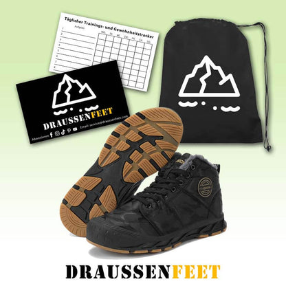 Herren-Schneestiefel, warme Fleece-gemütliche rutschfeste Stiefeletten, Plüsch-bequeme Outdoor-Wanderschuhe, gefütterte Trekkingschuhe, Winter