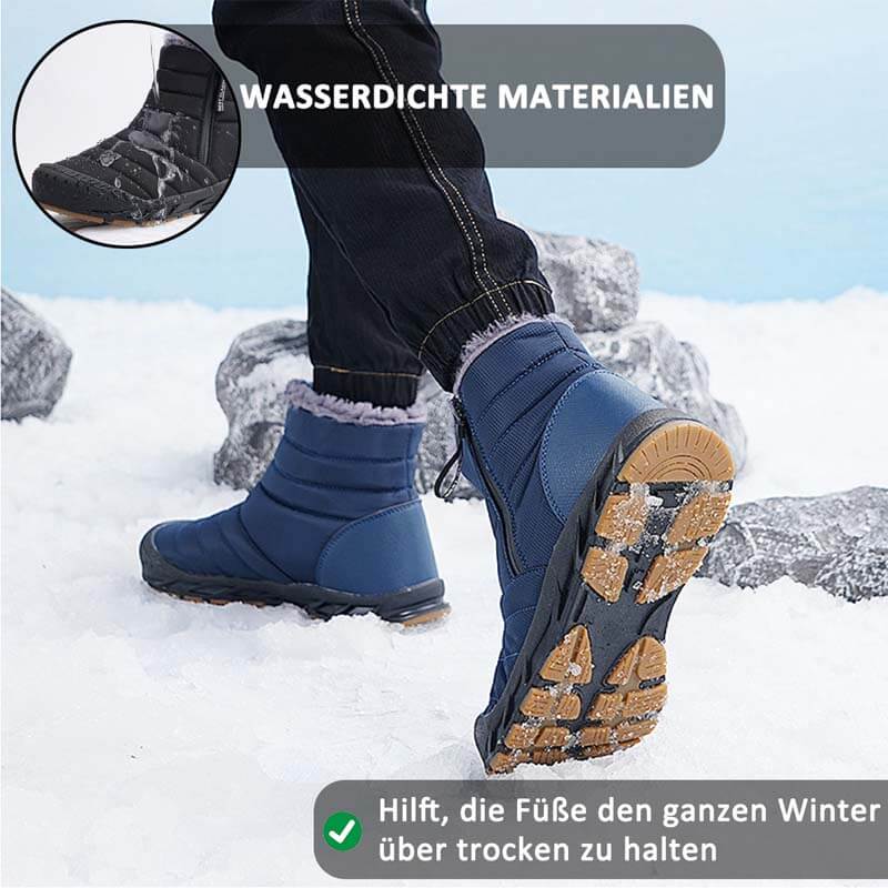 Hohe Schneestiefel Mit Seitlichem Reißverschluss Outdoor-Sport Freizeit Wandern Rutschfester & Wasserdichter Barfußschuh für den Winter (Unisex)