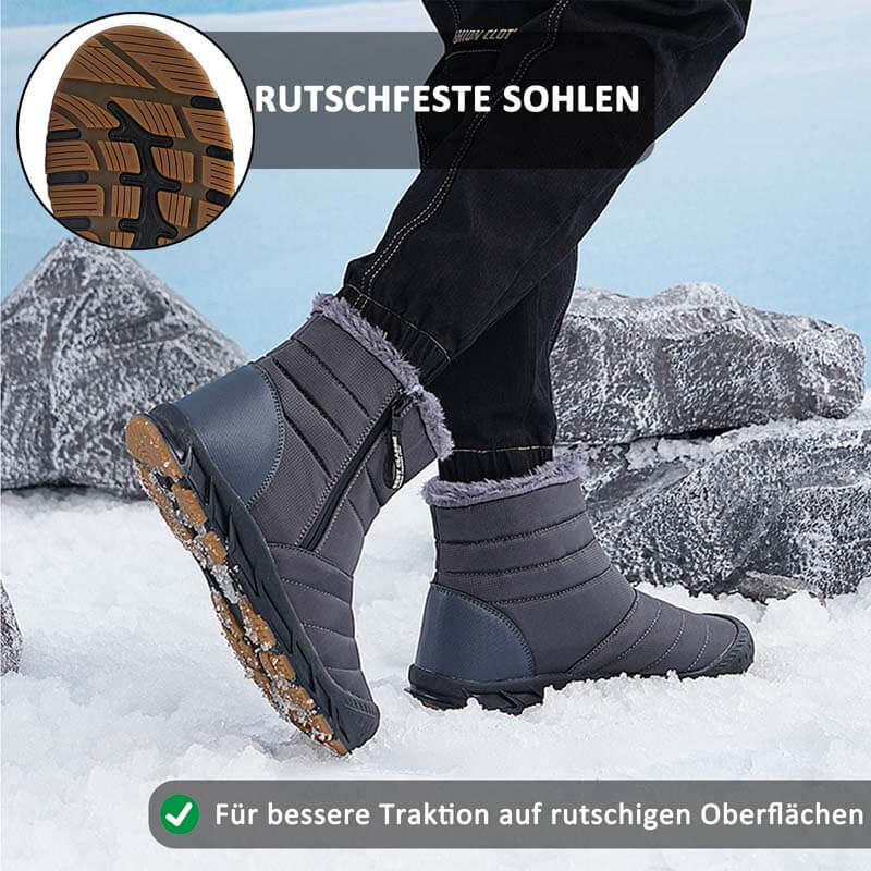 Hohe Schneestiefel Mit Seitlichem Reißverschluss Outdoor-Sport Freizeit Wandern Rutschfester & Wasserdichter Barfußschuh für den Winter (Unisex)