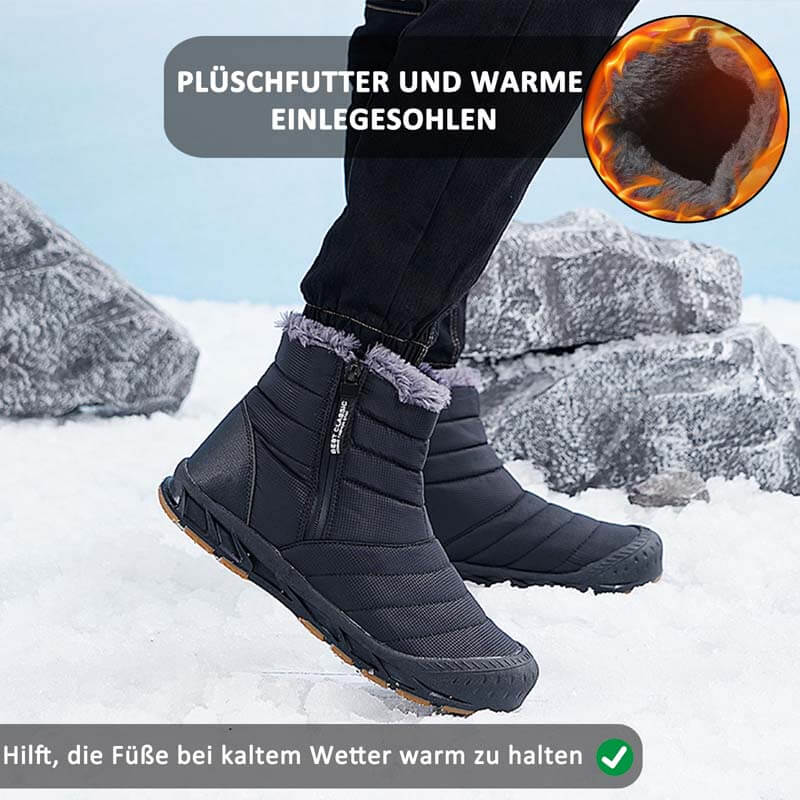 Hohe Schneestiefel Mit Seitlichem Reißverschluss Outdoor-Sport Freizeit Wandern Rutschfester & Wasserdichter Barfußschuh für den Winter (Unisex)