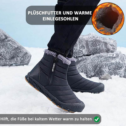 Hohe Schneestiefel Mit Seitlichem Reißverschluss Outdoor-Sport Freizeit Wandern Rutschfester & Wasserdichter Barfußschuh für den Winter (Unisex)