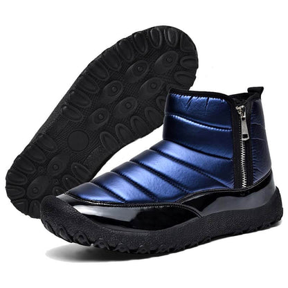 Herren-Schneestiefel aus Daunenstoff mit Reißverschluss Warme Outdoor-Kurzstiefel Wanderschuhe Rutschfester & Wasserdichter Barfußschuh für den Winter
