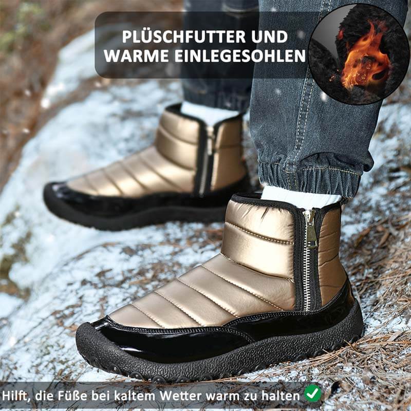Herren-Schneestiefel aus Daunenstoff mit Reißverschluss Warme Outdoor-Kurzstiefel Wanderschuhe Rutschfester & Wasserdichter Barfußschuh für den Winter